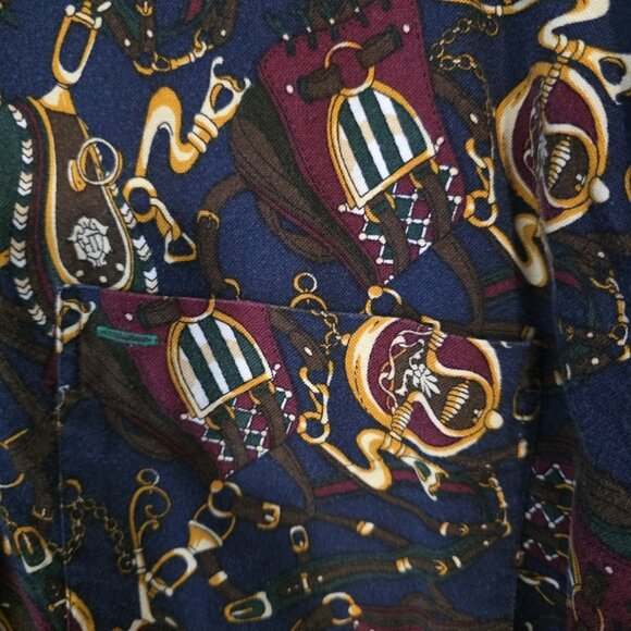 Vintage Tommy Hilfiger Equestrian Print Shirt Western Saddle Horses Mens Small - Picture 9 of 16